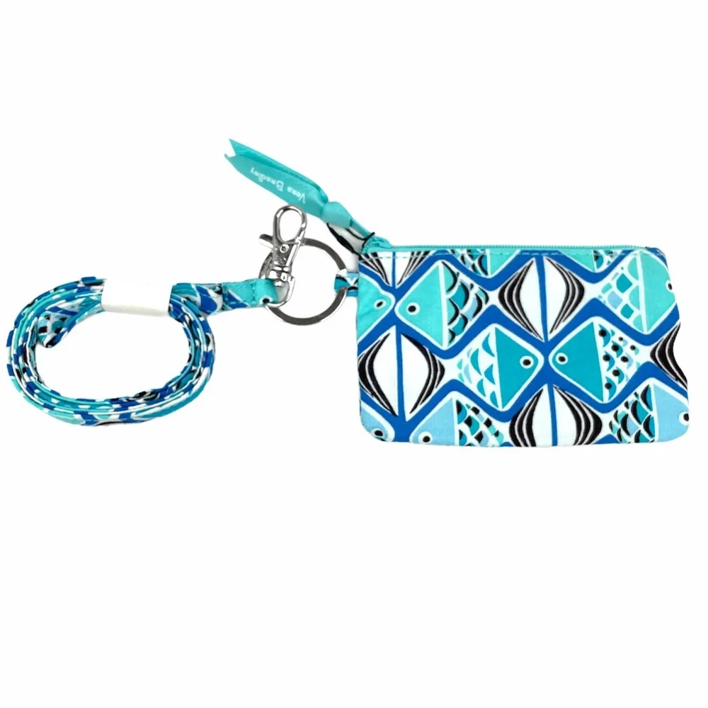 Vera Bradley Zip ID Case & Lanyard Go Fish Blue